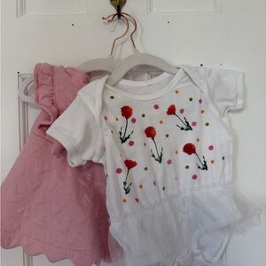 Isaac Mizrahi Pink Baby Knit Dress and Local Artist Onsie